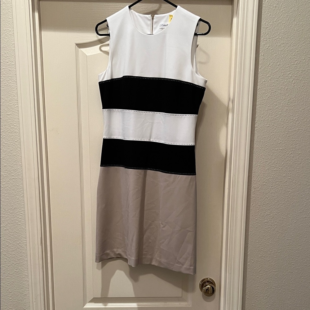 Calvin Klein Black and White Color Block Dress Size 4